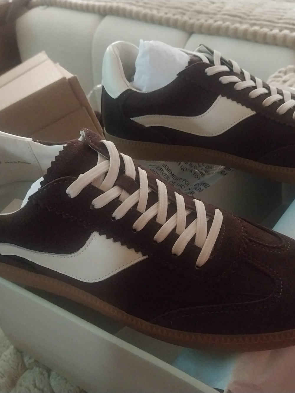 Womens Dolce Vita Brown Suede Athletic Sneakers with White Accent. Size 10.5 - Picture 2 of 7